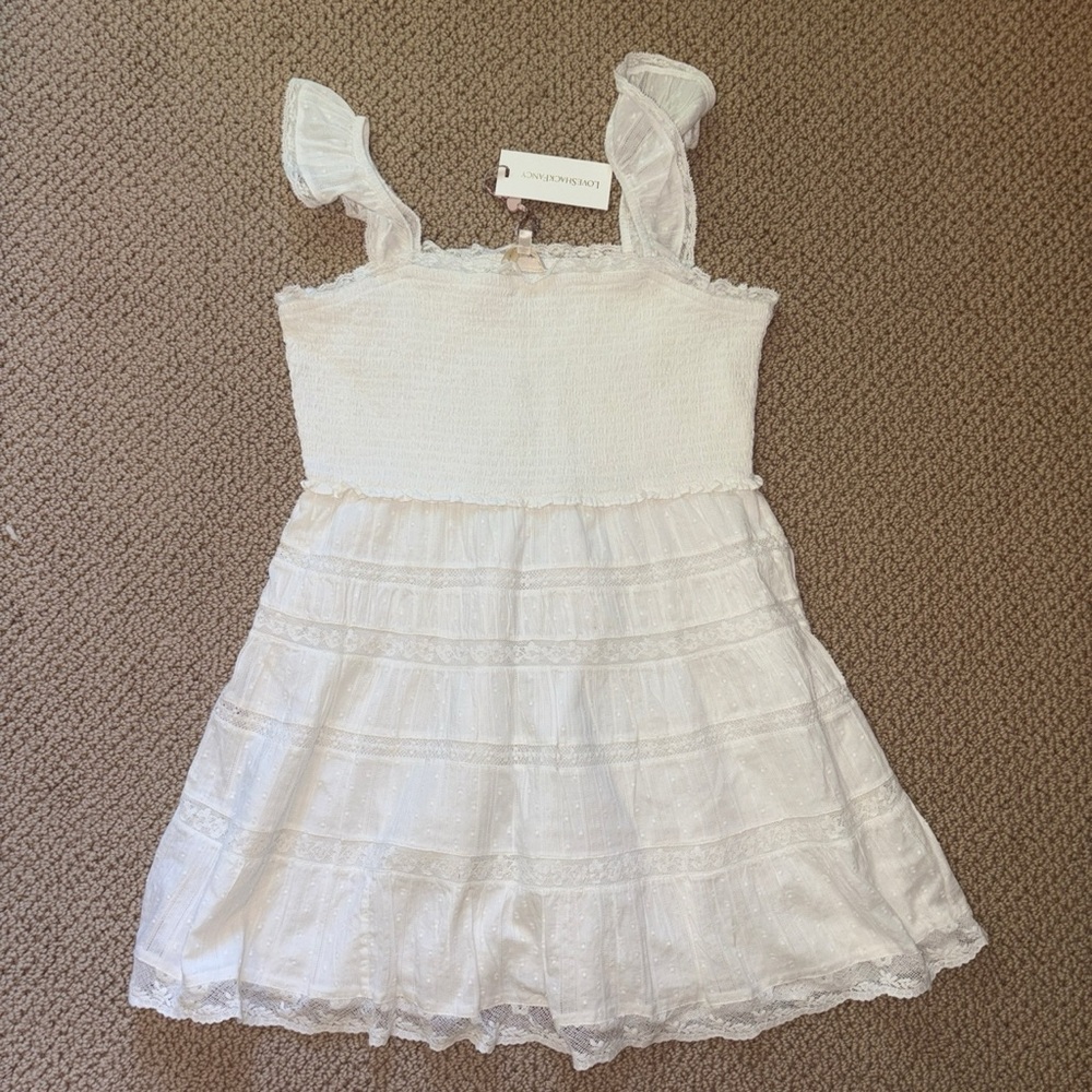 LoveShackFancy Colbera White Lace Mini Dress Size XL NWT